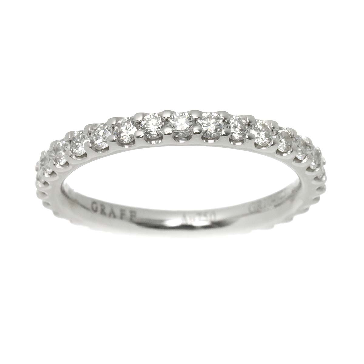 Full Pave Diamond Ring 18K WG 750 size3.75-4(US)
