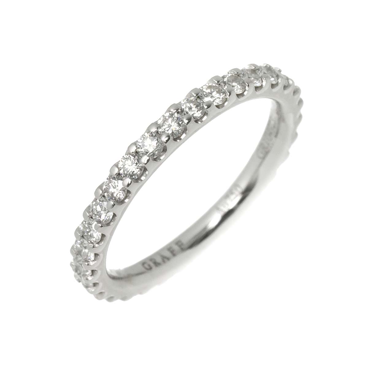 Full Pave Diamond Ring 18K WG 750 size3.75-4(US)