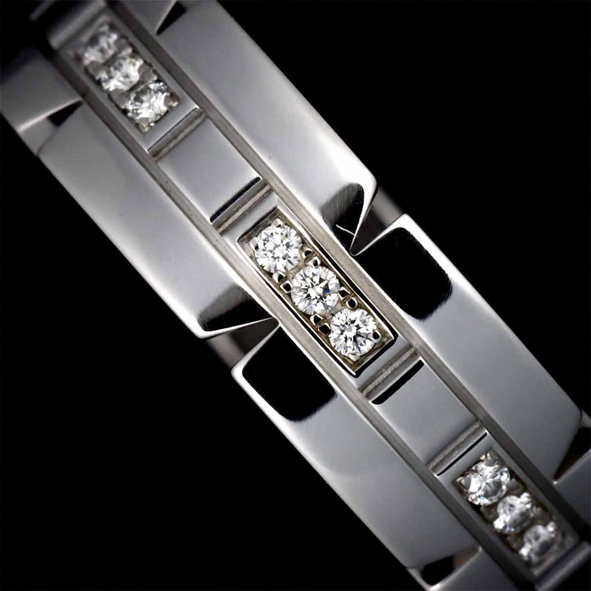 Tank Ring Diamond 18K White Gold 750 size54 6.5-6.75(US)