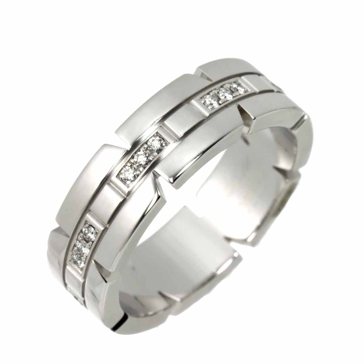 Tank Ring Diamond 18K White Gold 750 size54 6.5-6.75(US)