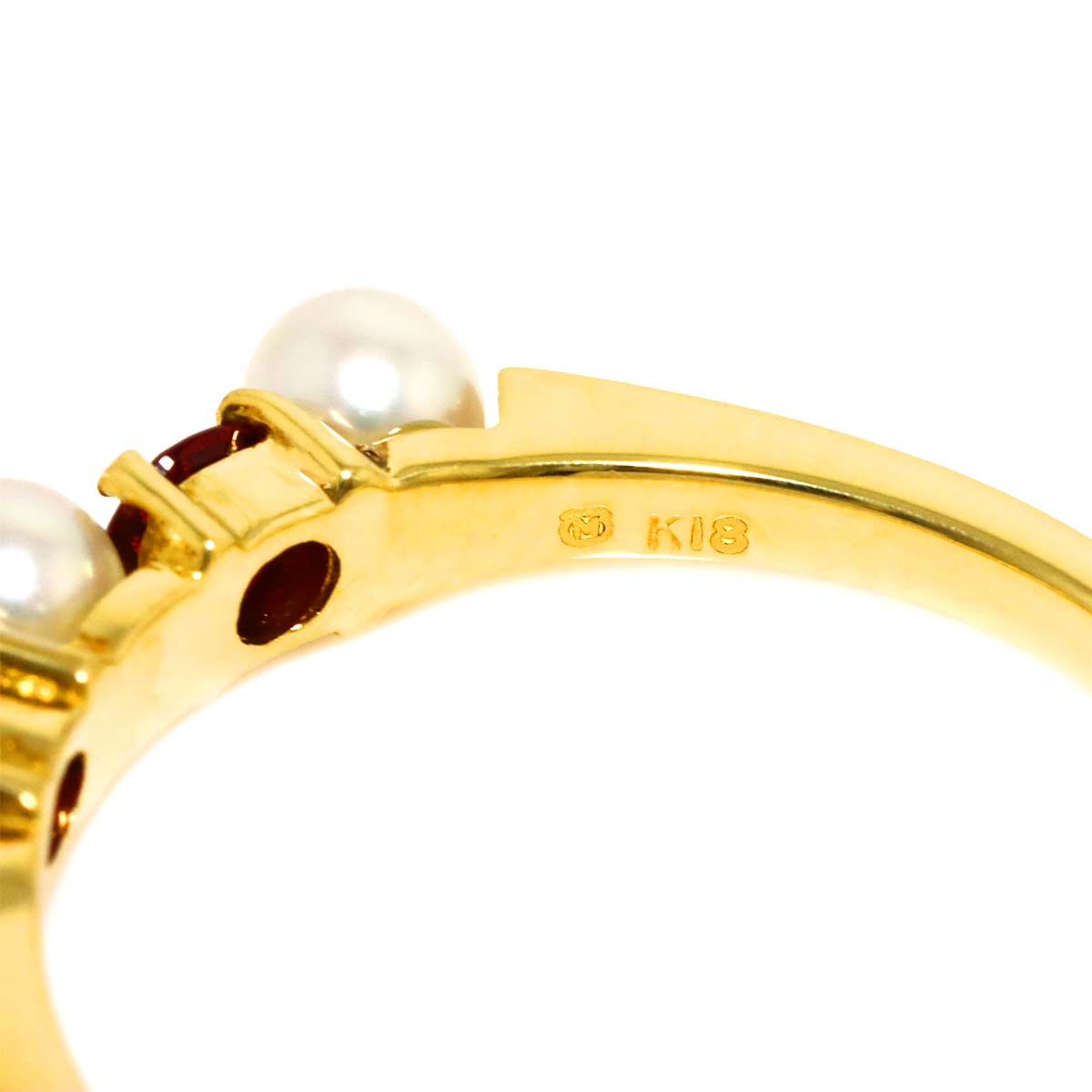 Akoya Pearl 3.2mm Ruby Ring 18K YG 750 Size5.75-6(US)