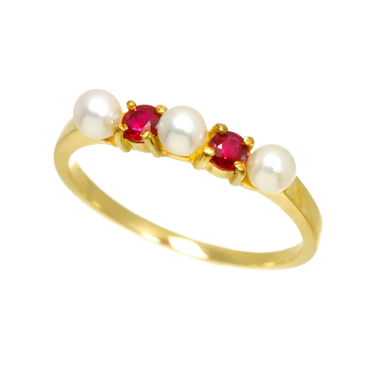 Akoya Pearl 3.2mm Ruby Ring 18K YG 750 Size5.75-6(US)