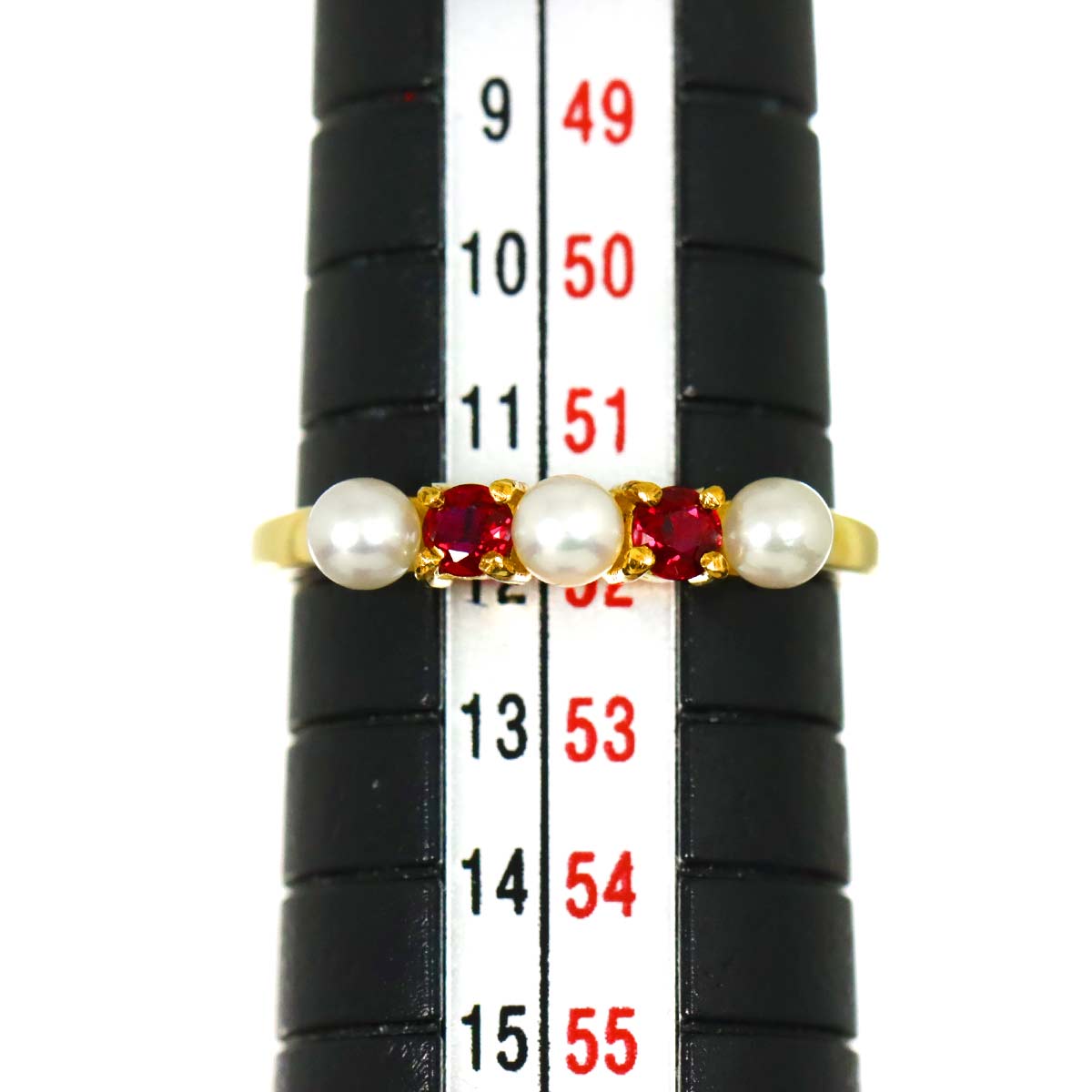 Akoya Pearl 3.2mm Ruby Ring 18K YG 750 Size5.75-6(US)