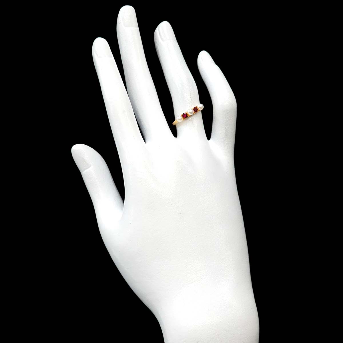 Akoya Pearl 3.2mm Ruby Ring 18K YG 750 Size5.75-6(US)