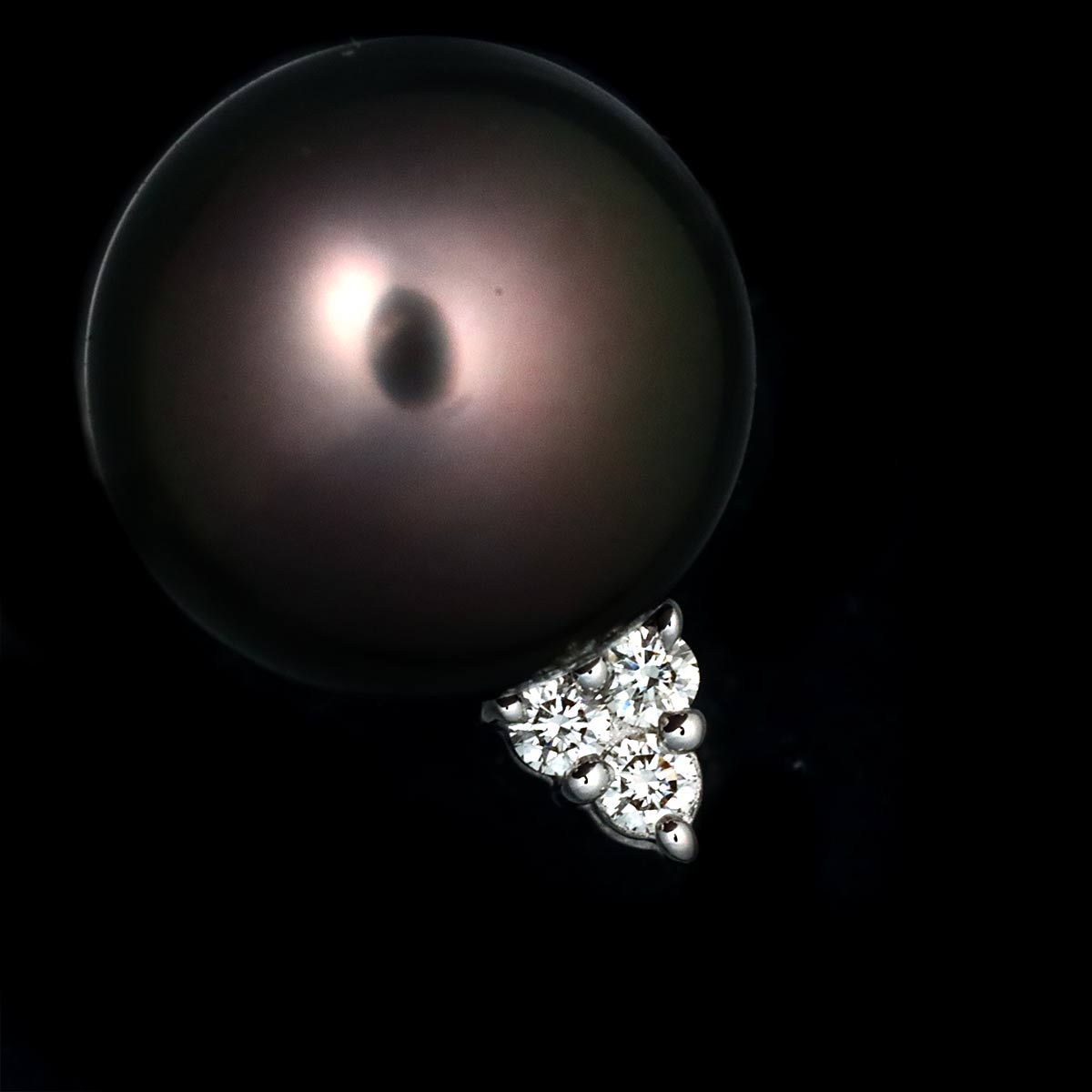 Black Pearl 8.9mm Diamond Earrings Pierced 18K WG 750 90306809