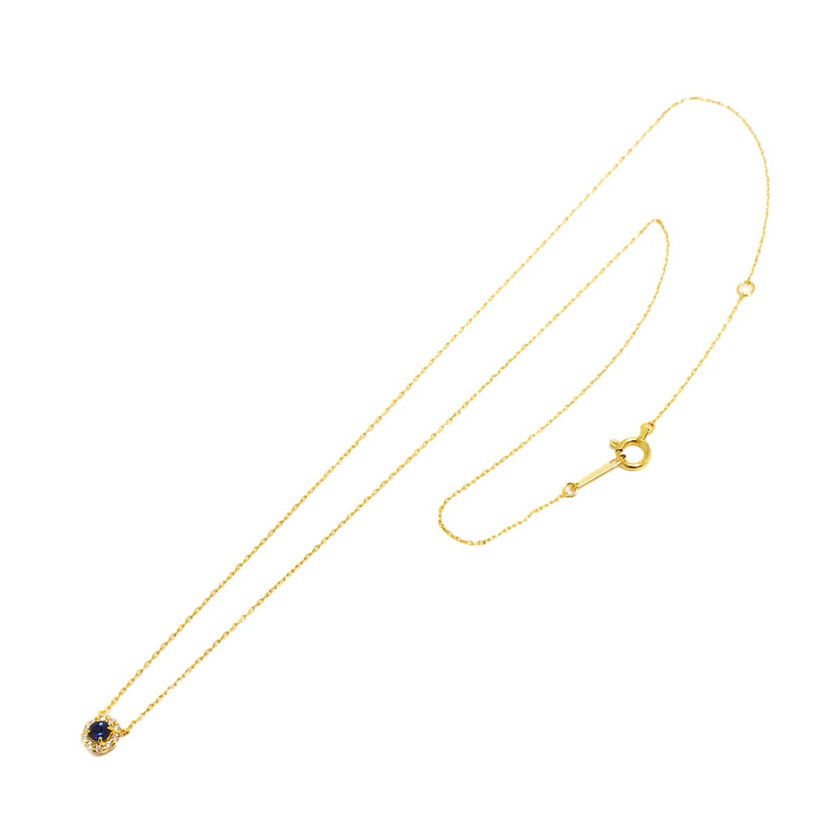 Sapphire Diamond Necklace 18K Yellow Gold 750