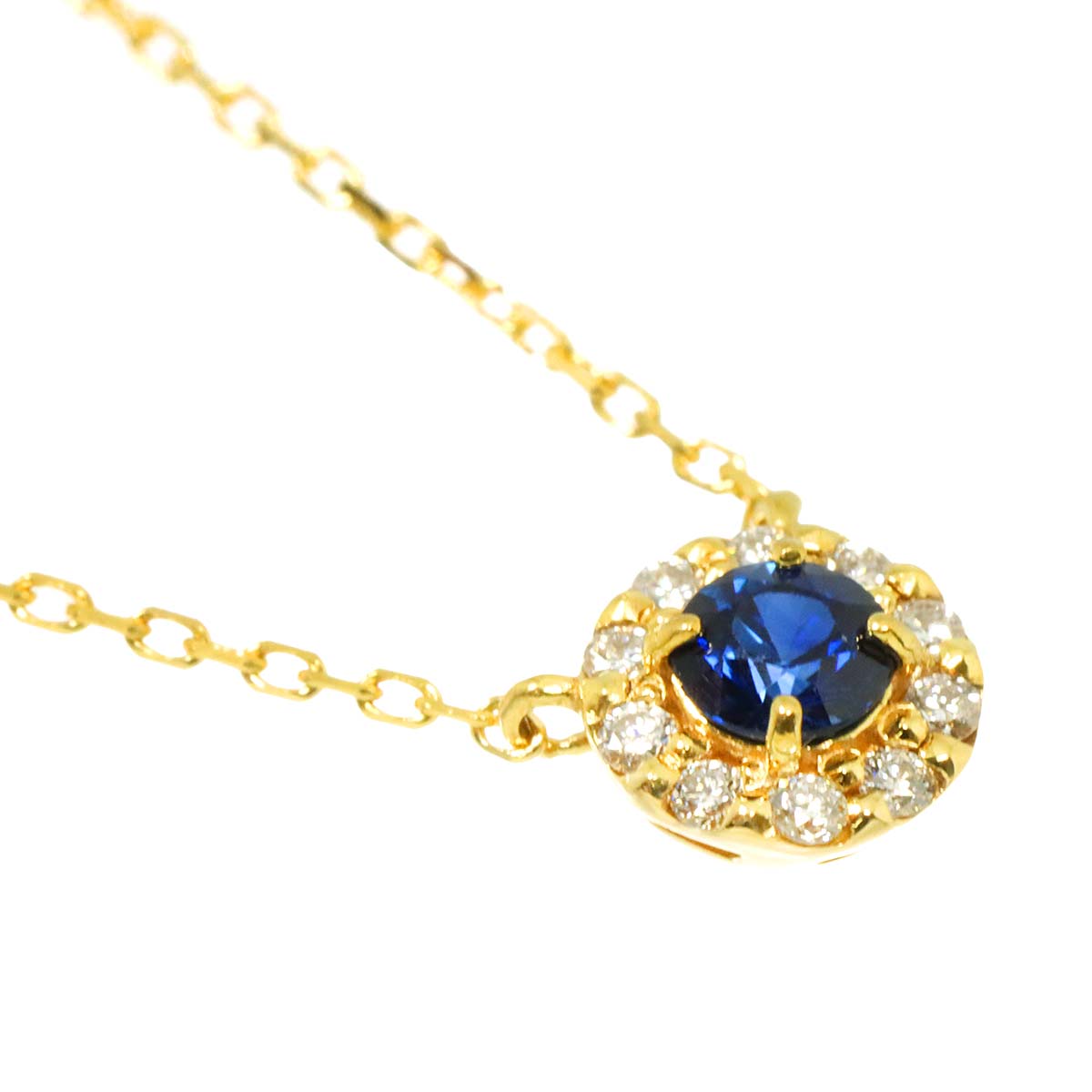 Sapphire Diamond Necklace 18K Yellow Gold 750
