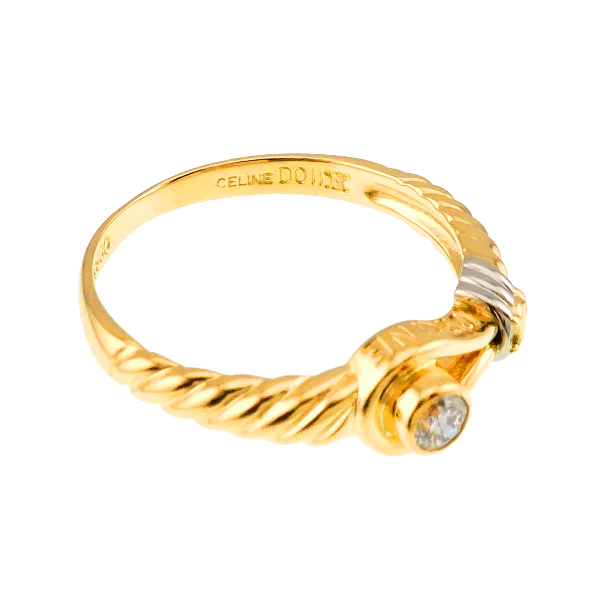 Diamond 0.11ct Ring 18K YG 750 Pt size6.25-6.5(US)