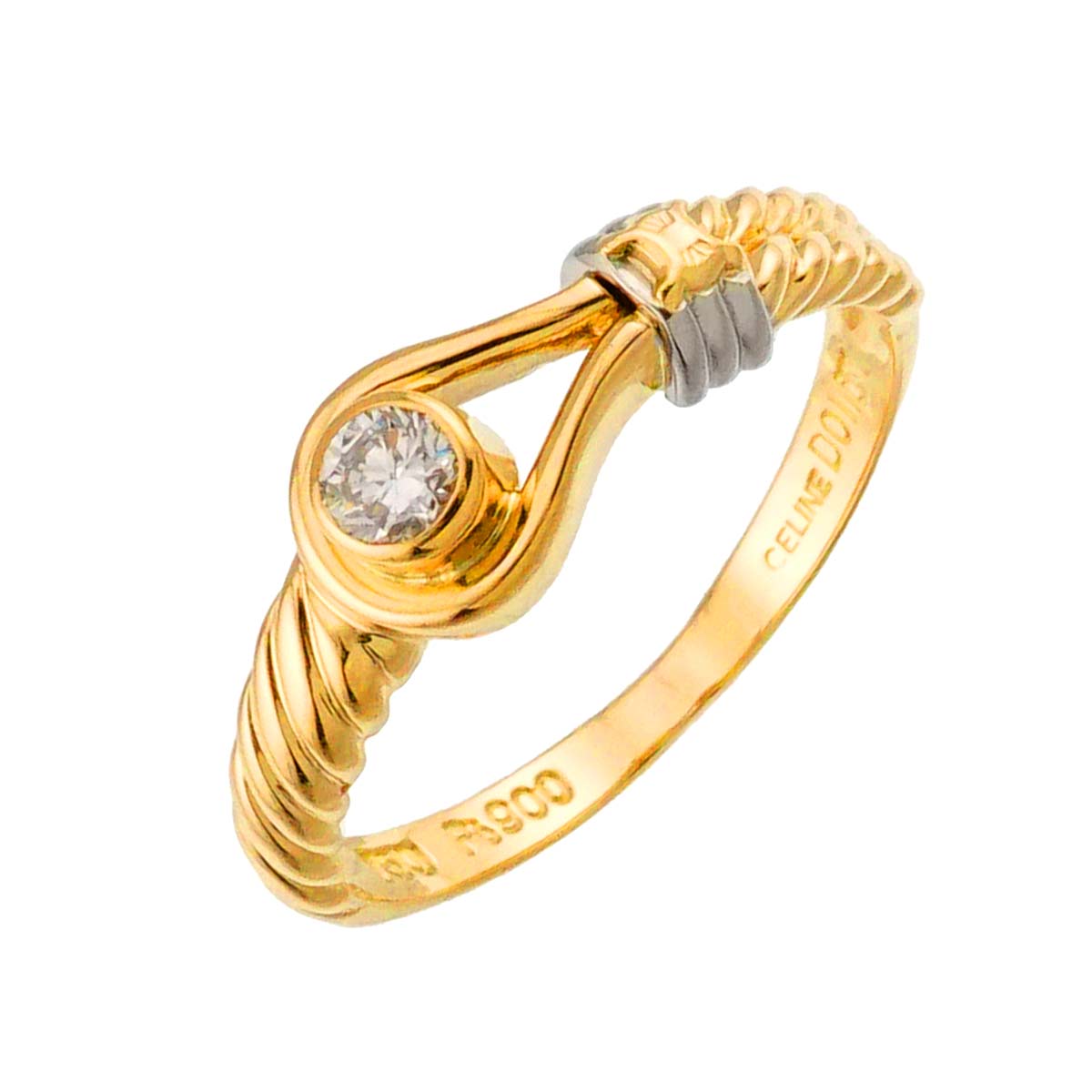 Diamond 0.11ct Ring 18K YG 750 Pt size6.25-6.5(US)