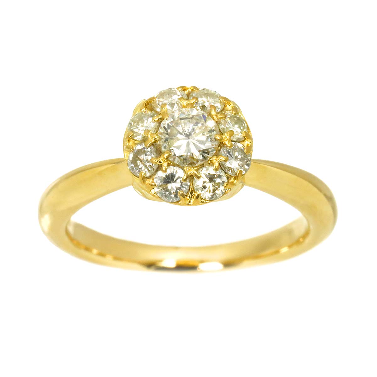 Diamond 0.64ct Ring 18K YG Yellow Gold 750 4.75-5(US)