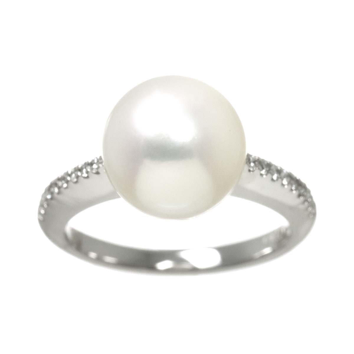 Akoya Pearl 9.8mm Diamond 0.115ct Ring 18K WG 750 4.5-4.75(US)