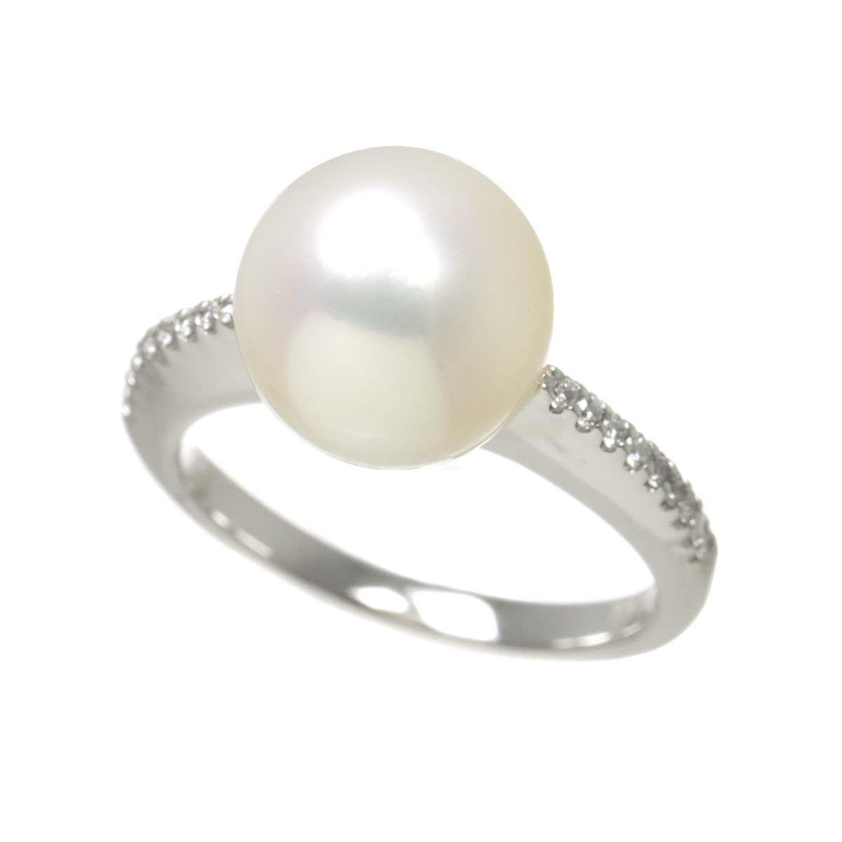 Akoya Pearl 9.8mm Diamond 0.115ct Ring 18K WG 750 4.5-4.75(US)