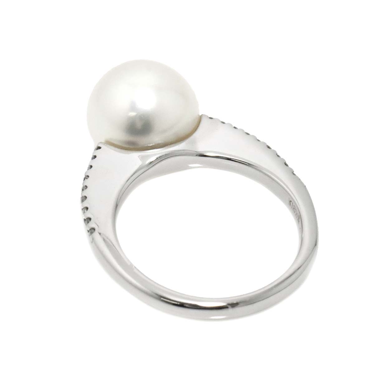 Akoya Pearl 9.8mm Diamond 0.115ct Ring 18K WG 750 4.5-4.75(US)
