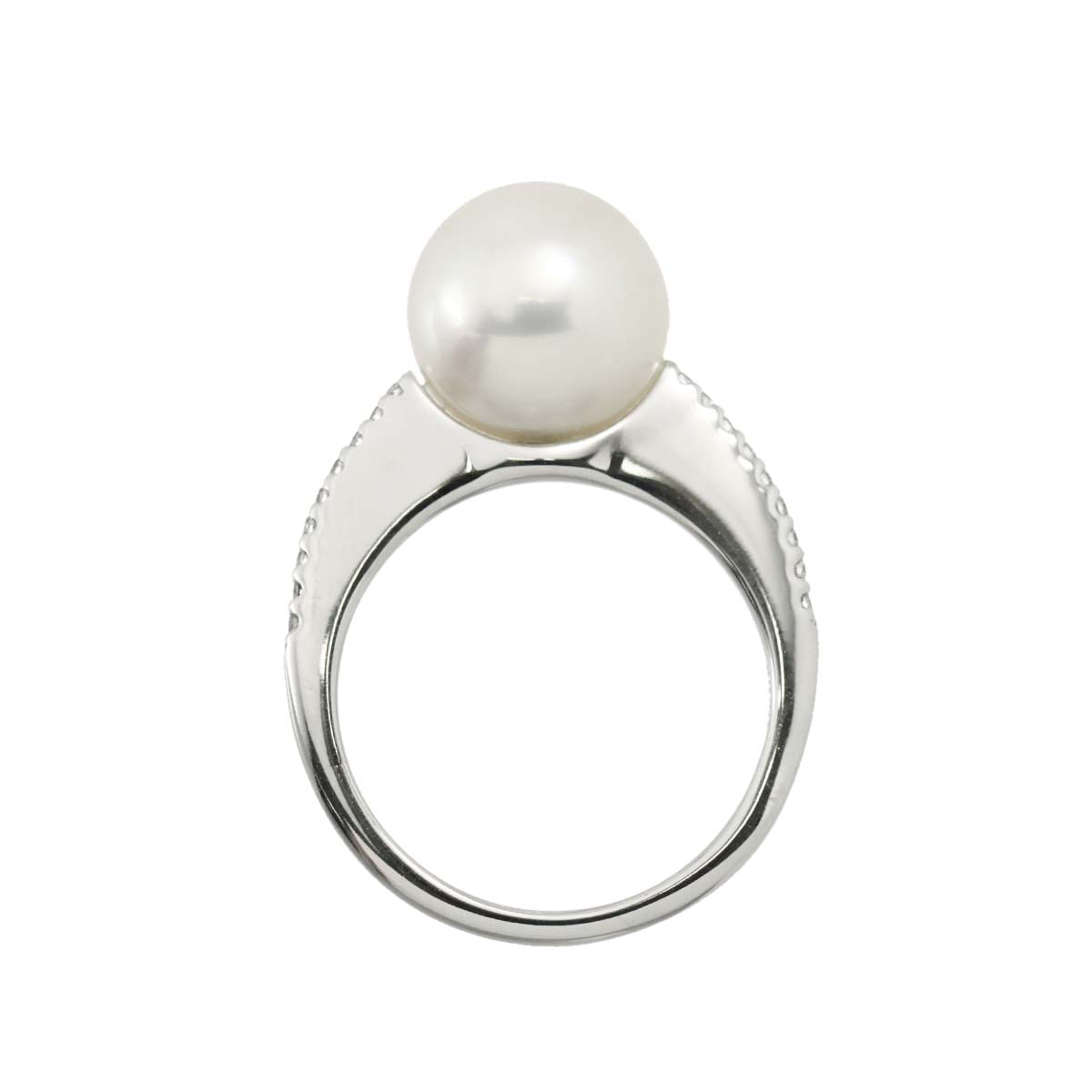 Akoya Pearl 9.8mm Diamond 0.115ct Ring 18K WG 750 4.5-4.75(US)