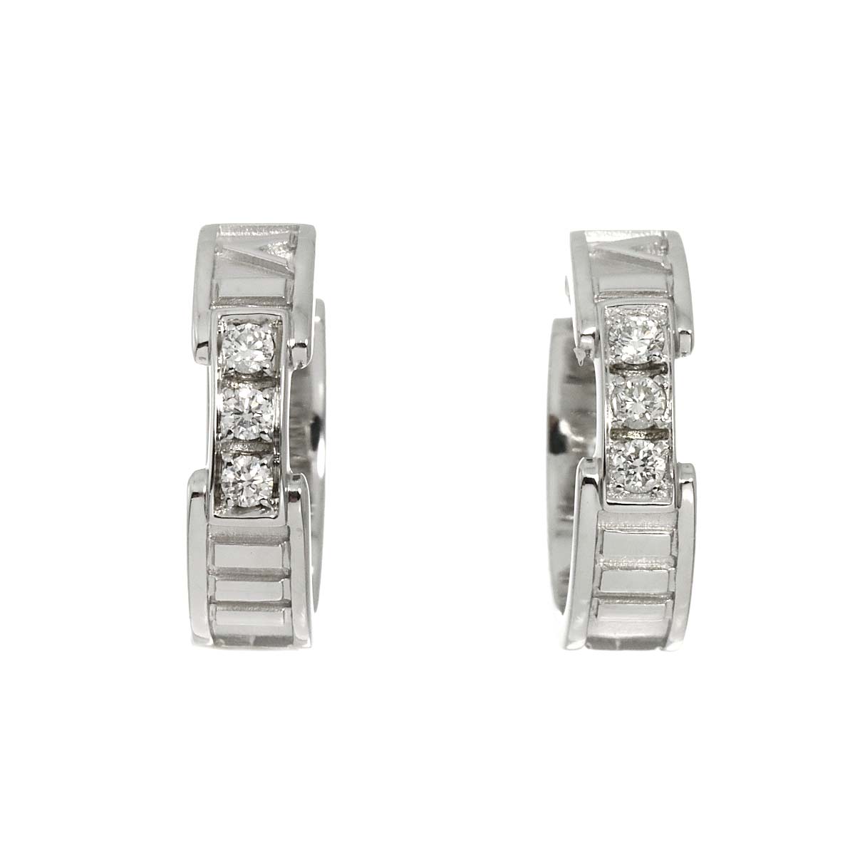 Atlas Diamond Earrings Pierced 18K White Gold 750