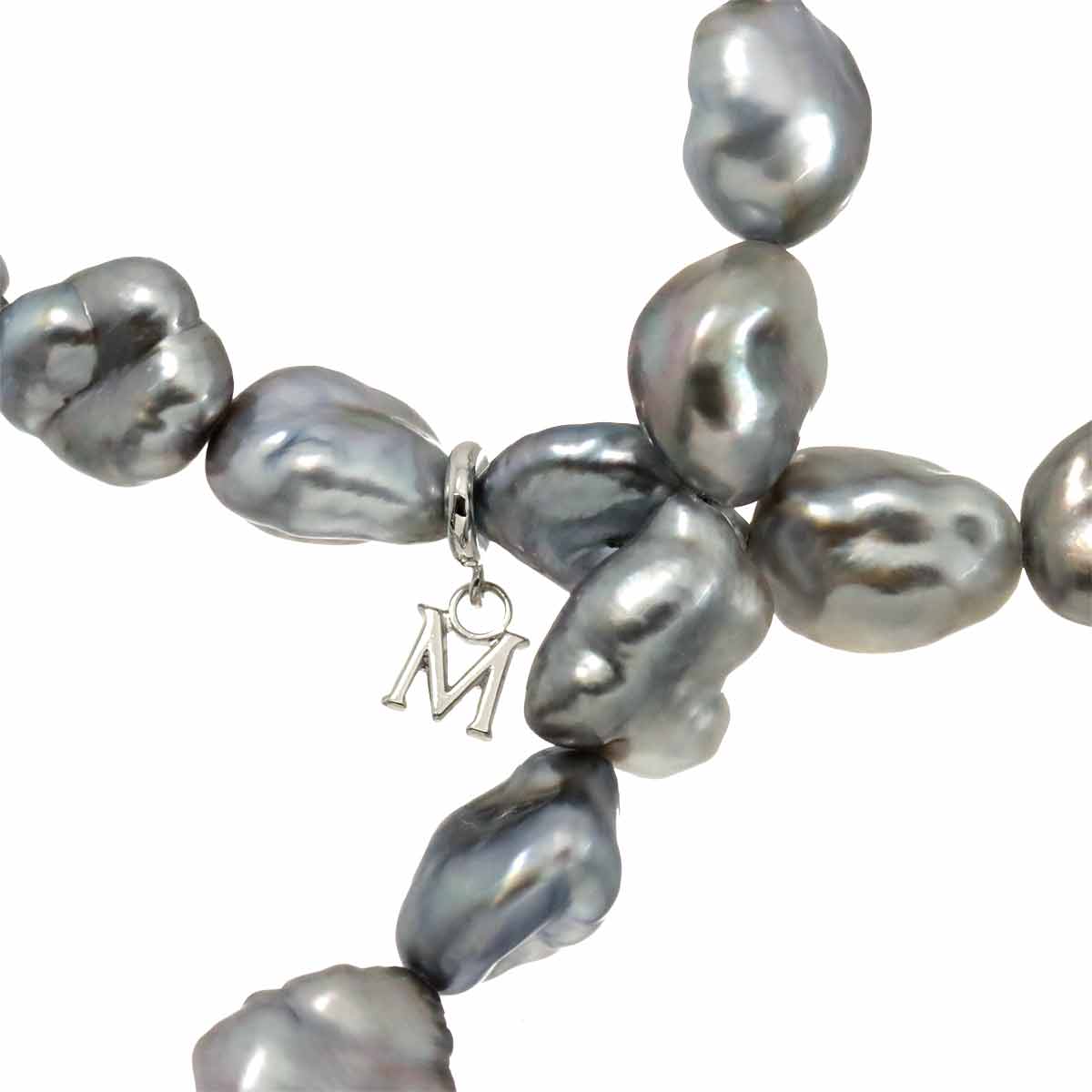 Baroque Pearl Necklace 18K White Gold 750