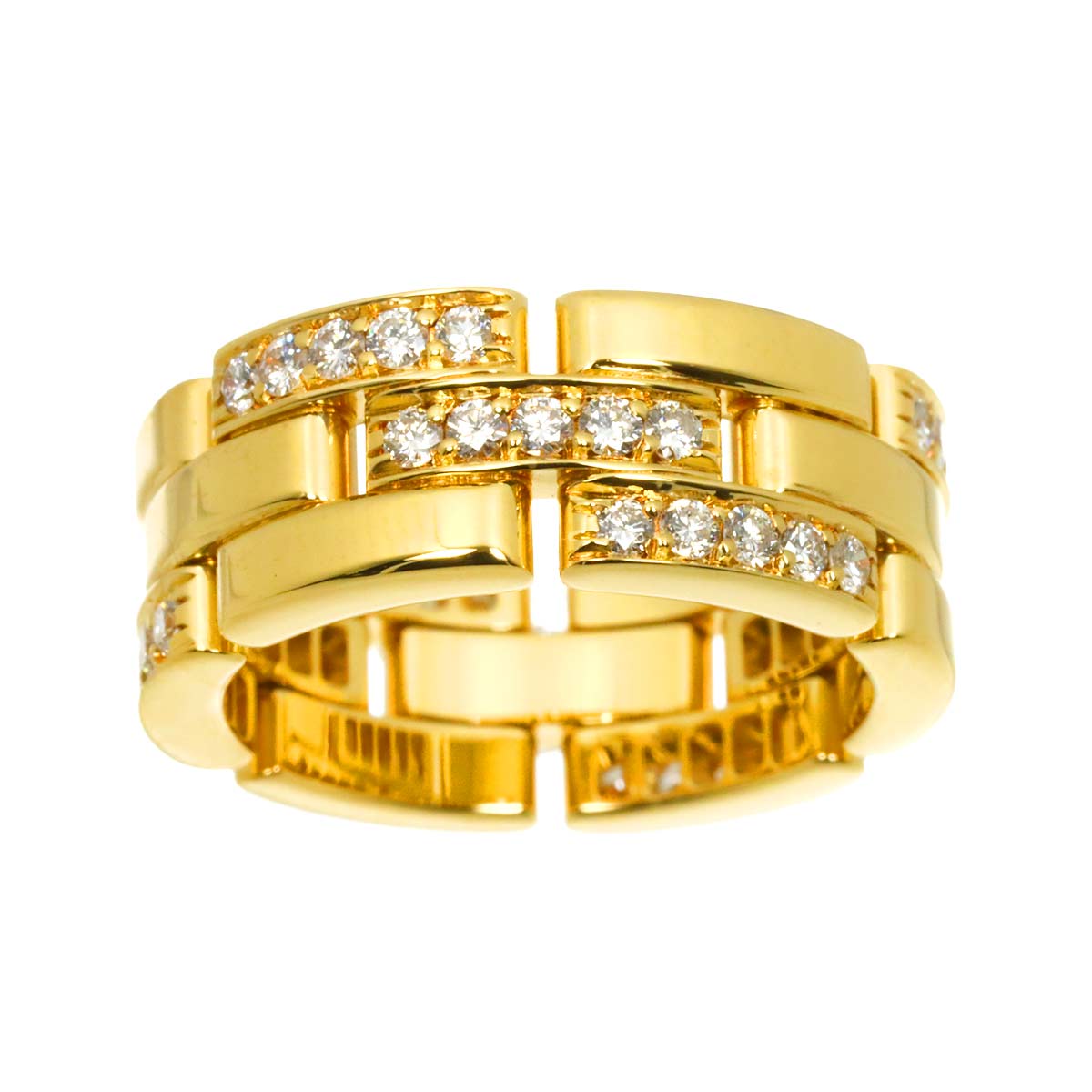 Maillon Panthere Diamond Ring 18K YG 750 Size53 6(US)