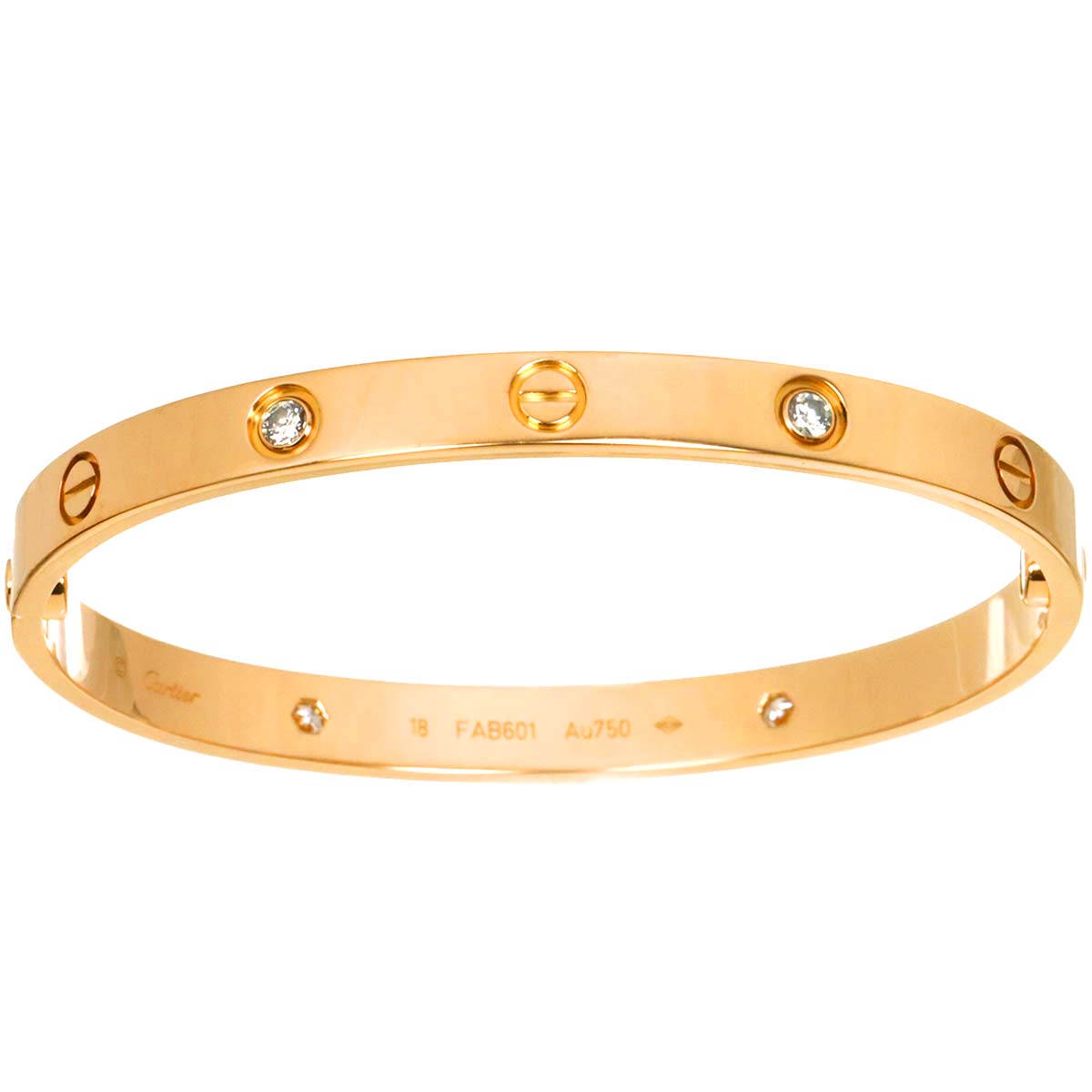 Love Bracelet Bangle Diamond 4P 18K Pink Gold 750 Size18