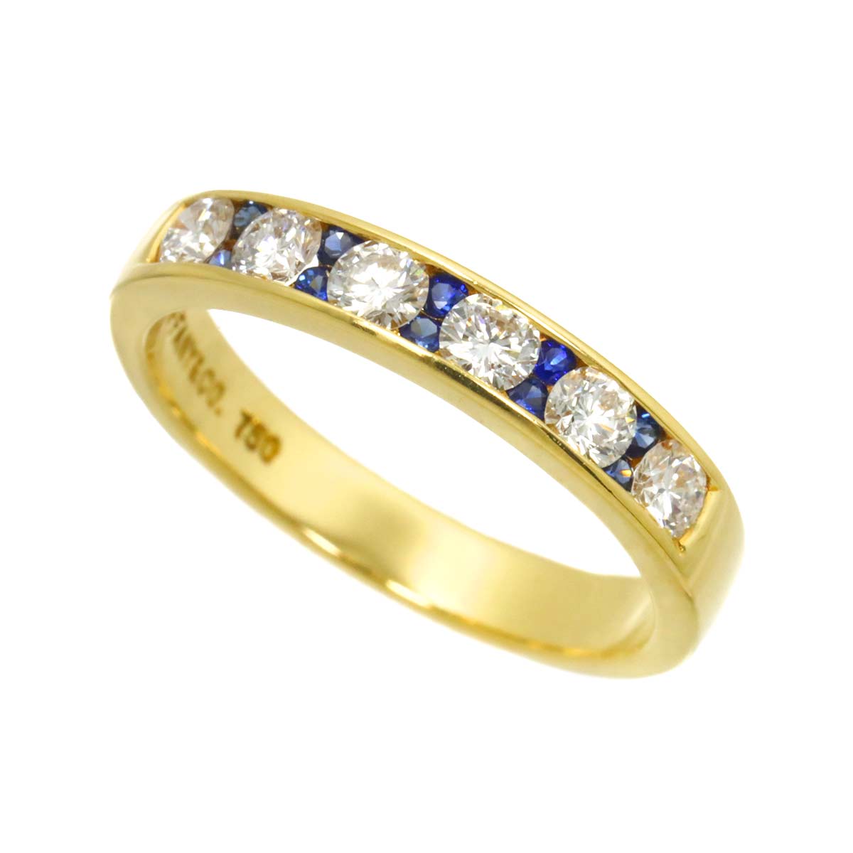 Sapphire Diamond Ring 18K YG 750 size5.75-6(US)