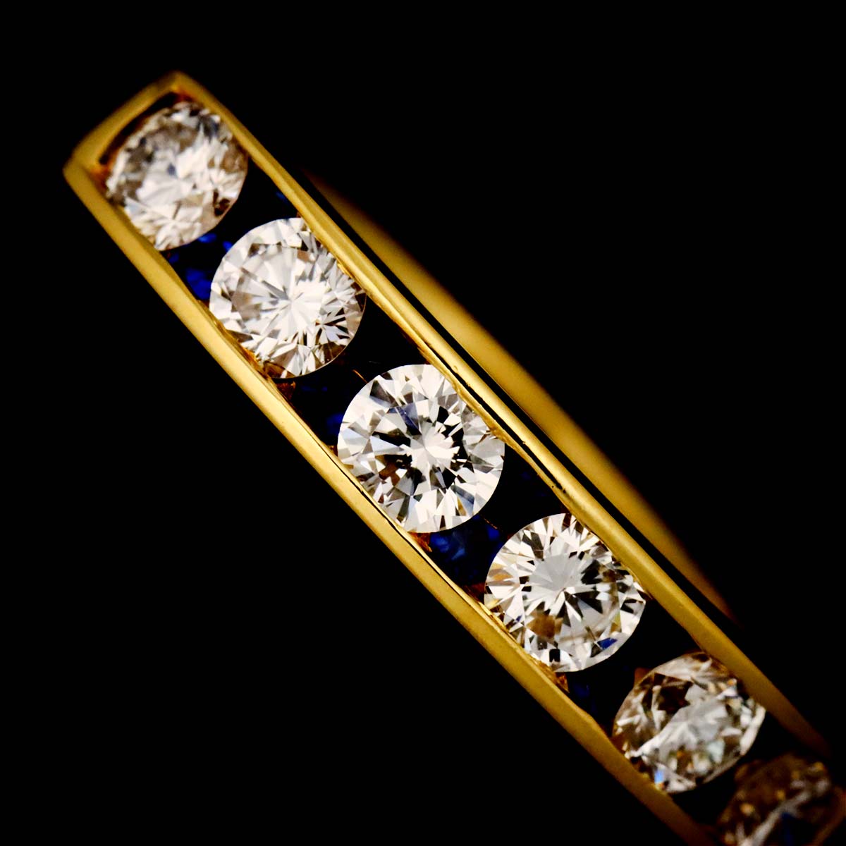 Sapphire Diamond Ring 18K YG 750 size5.75-6(US)