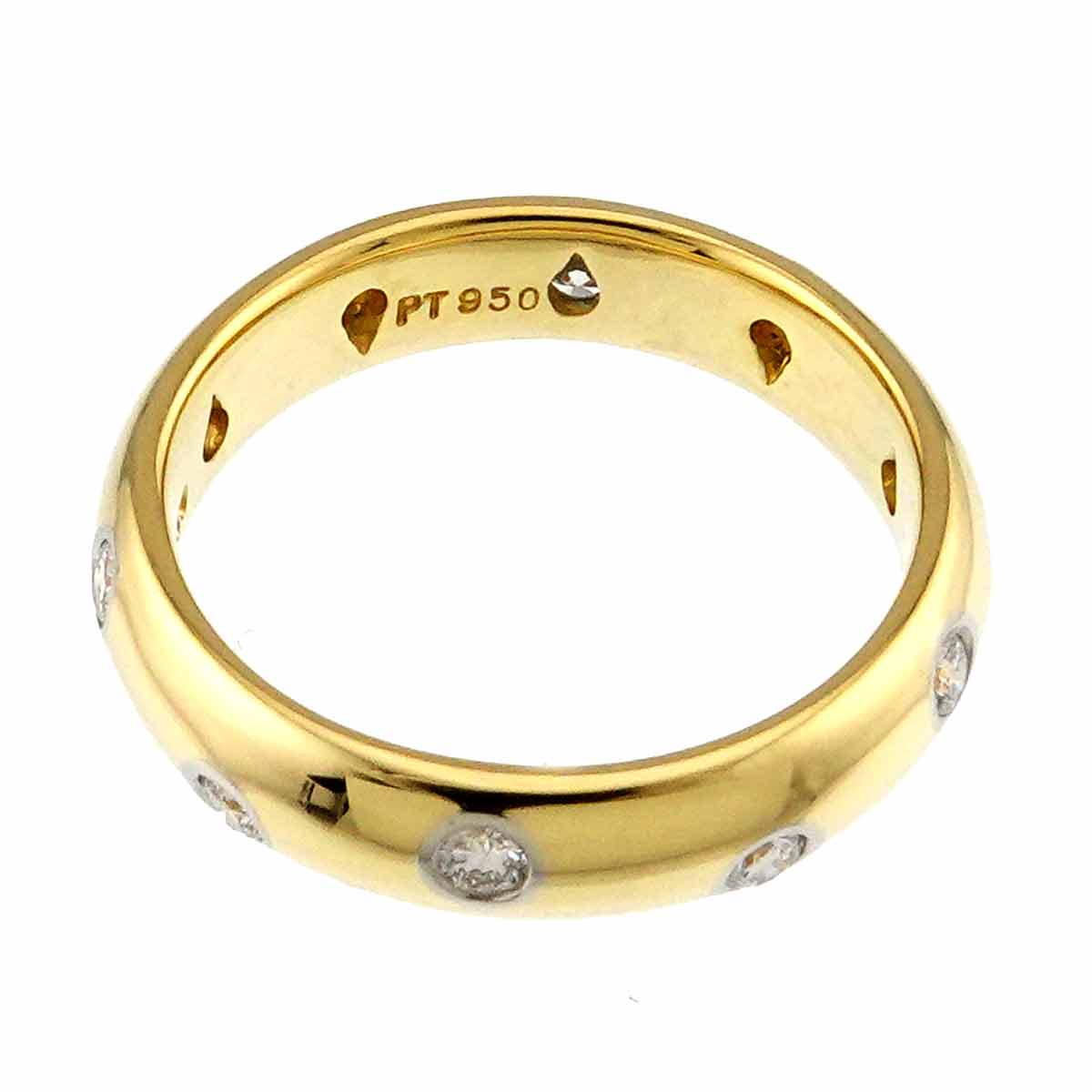 Dots Diamond Ring 18K YG 750 Platinum size4-4.5(US)
