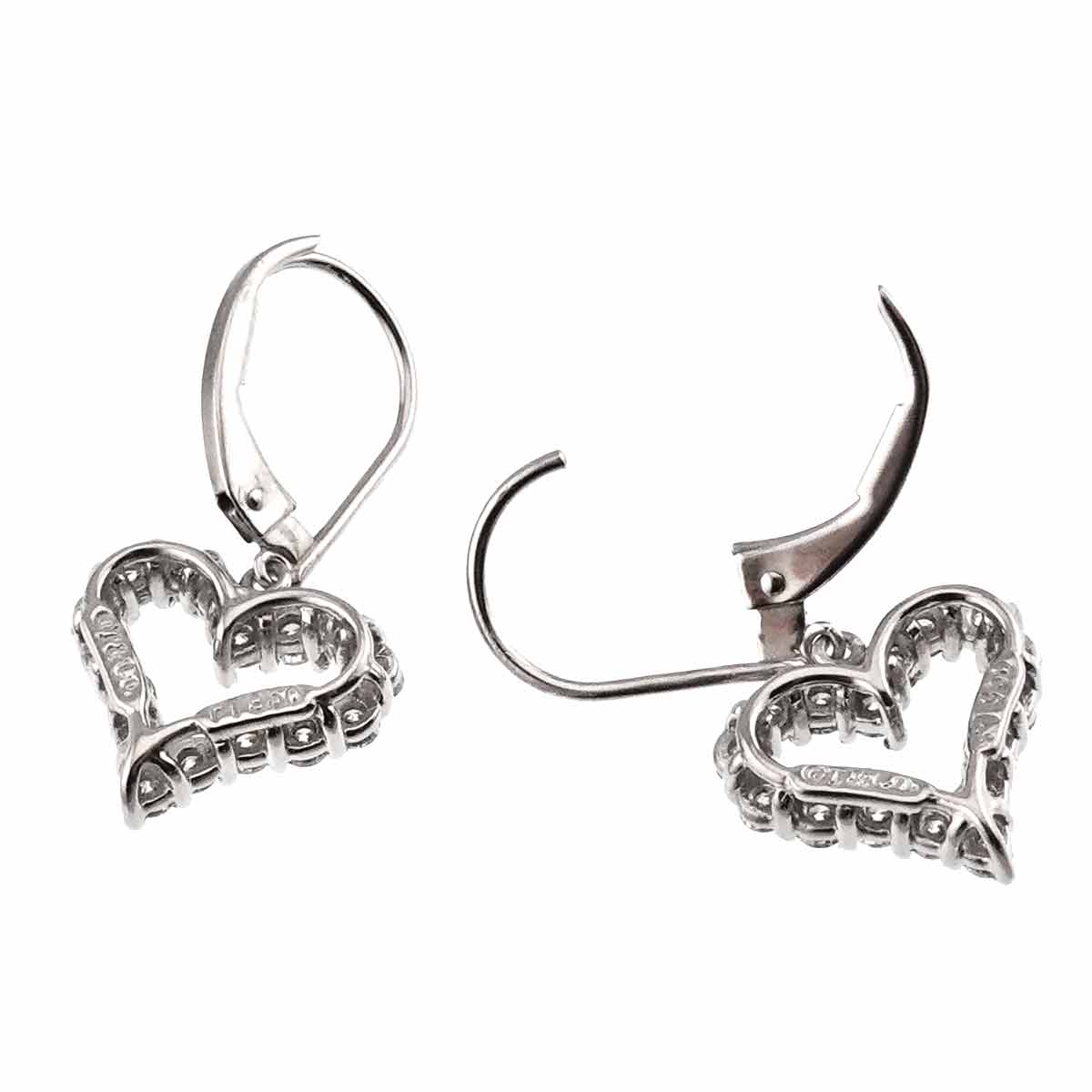 Sentimental Heart Diamond Earrings Pierced Pt