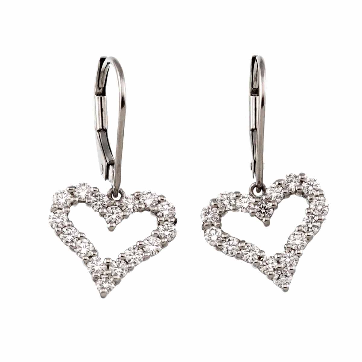 Sentimental Heart Diamond Earrings Pierced Pt