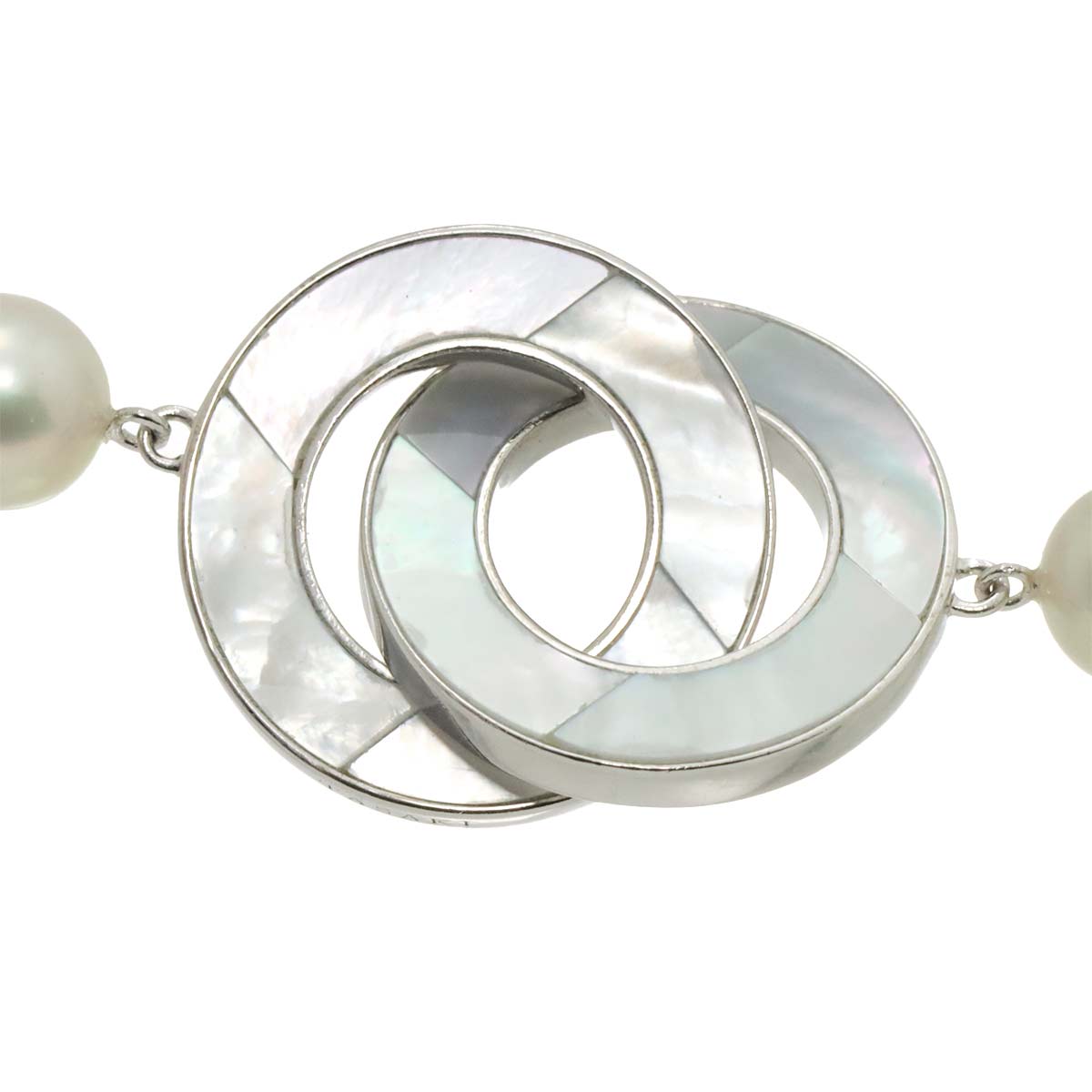 MOP Akoya Pearl 7.1-6.3mm Diamond 0.01ct Necklace 18K WG 750