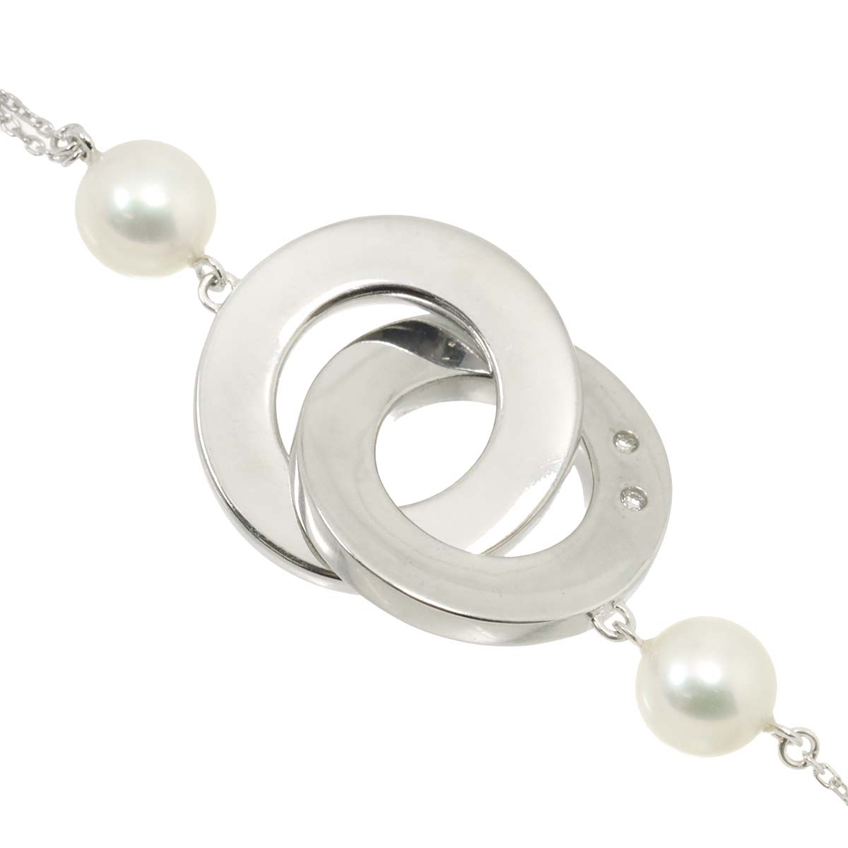 MOP Akoya Pearl 7.1-6.3mm Diamond 0.01ct Necklace 18K WG 750