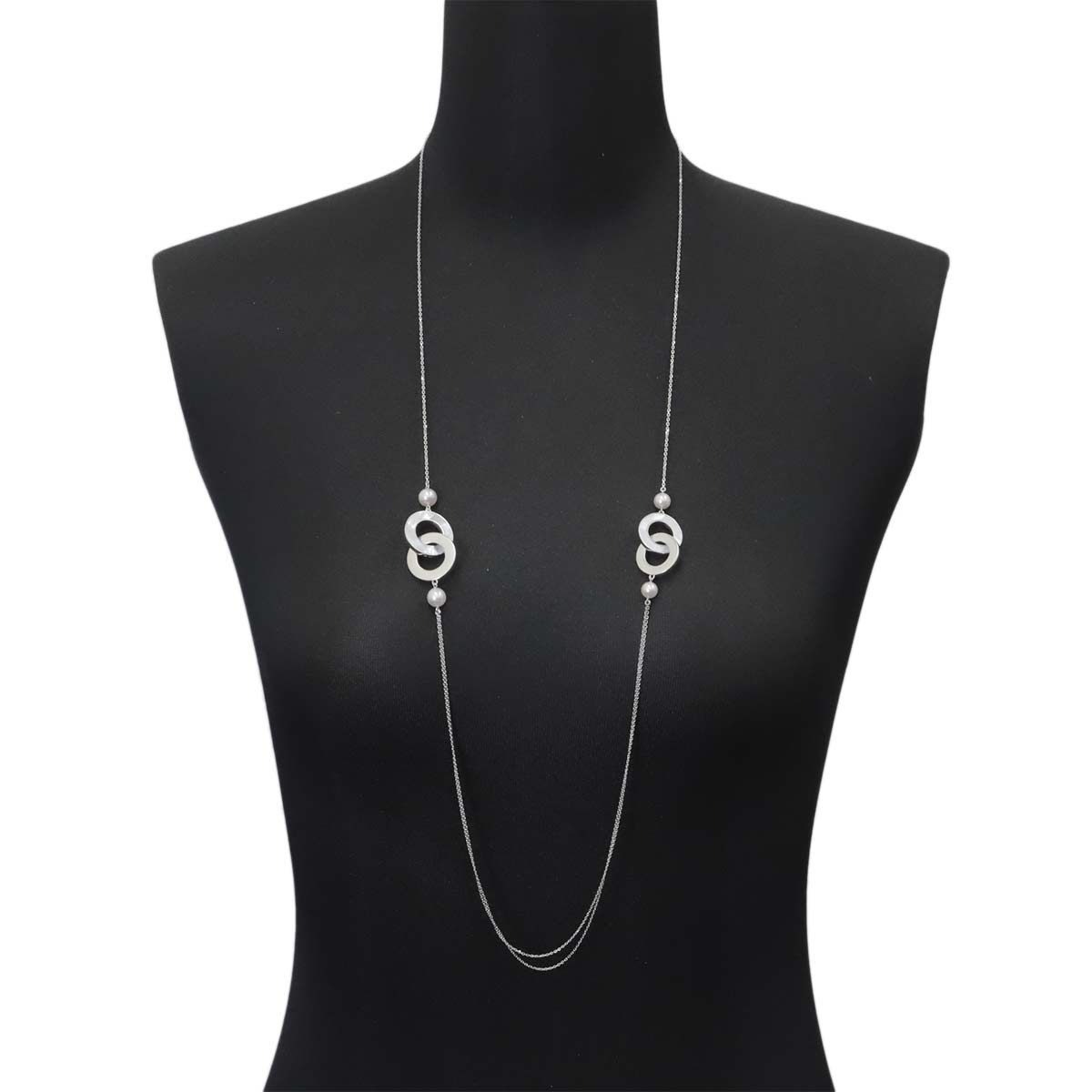 MOP Akoya Pearl 7.1-6.3mm Diamond 0.01ct Necklace 18K WG 750