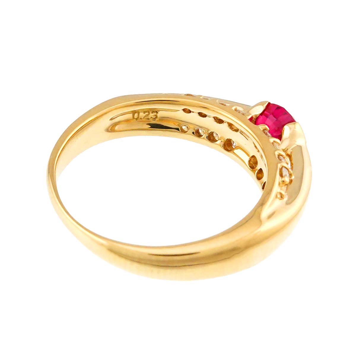 Ruby 0.70ct Diamond 0.23ct Ring 18K YG 750 size6.75(US)