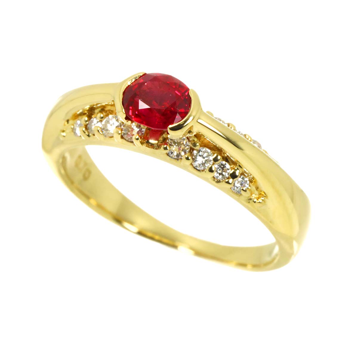 Ruby 0.70ct Diamond 0.23ct Ring 18K YG 750 size6.75(US)