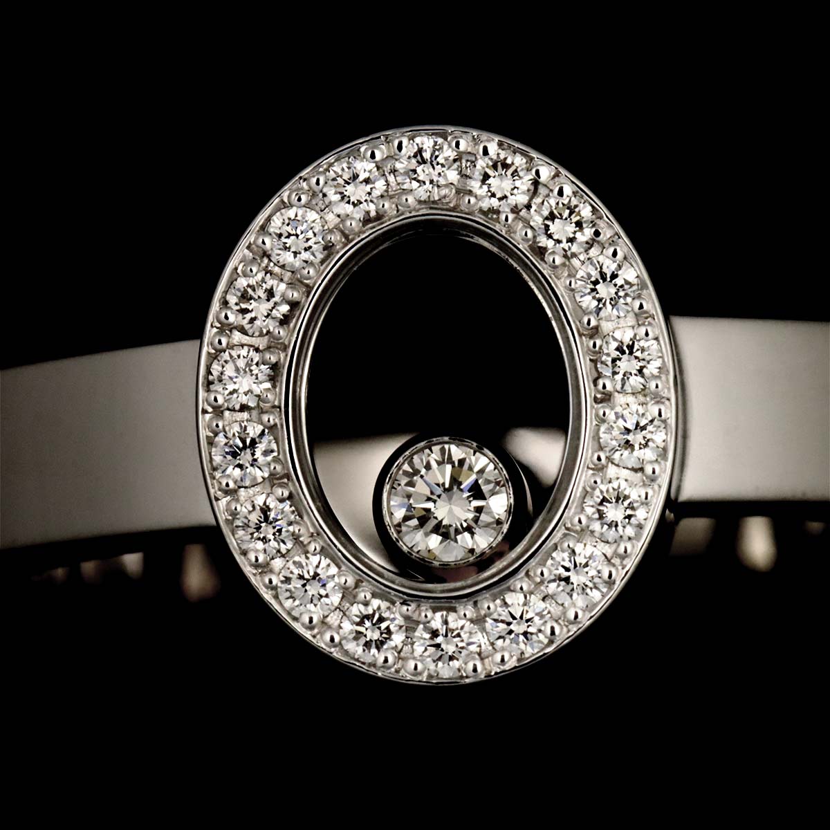 Happy Diamond Ring 18K WG 750 Size6(US)