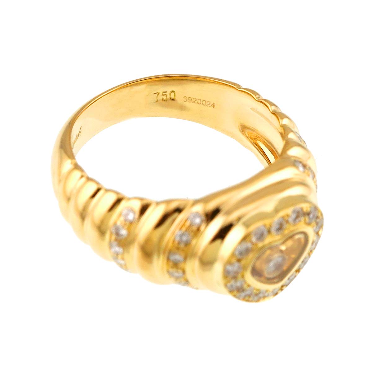 Happy Heart Diamond Ring 18K YG 750 Size6.5-6.75(US)