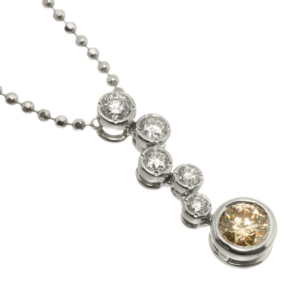 BrownDiamond 0.30ct Diamond 0.20ct Necklace Pt