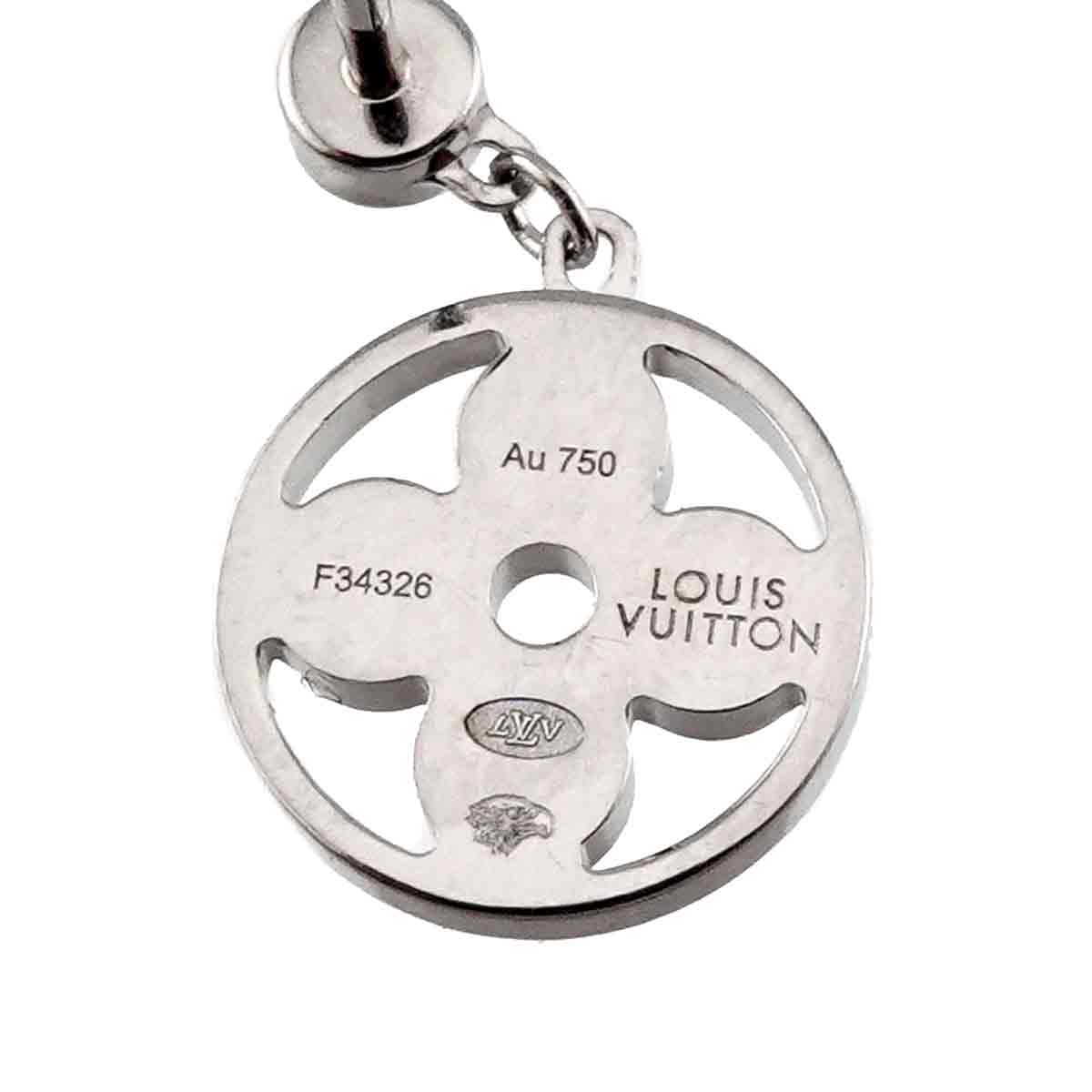 Diamond Flower Earrings Pierced 18K WG 750