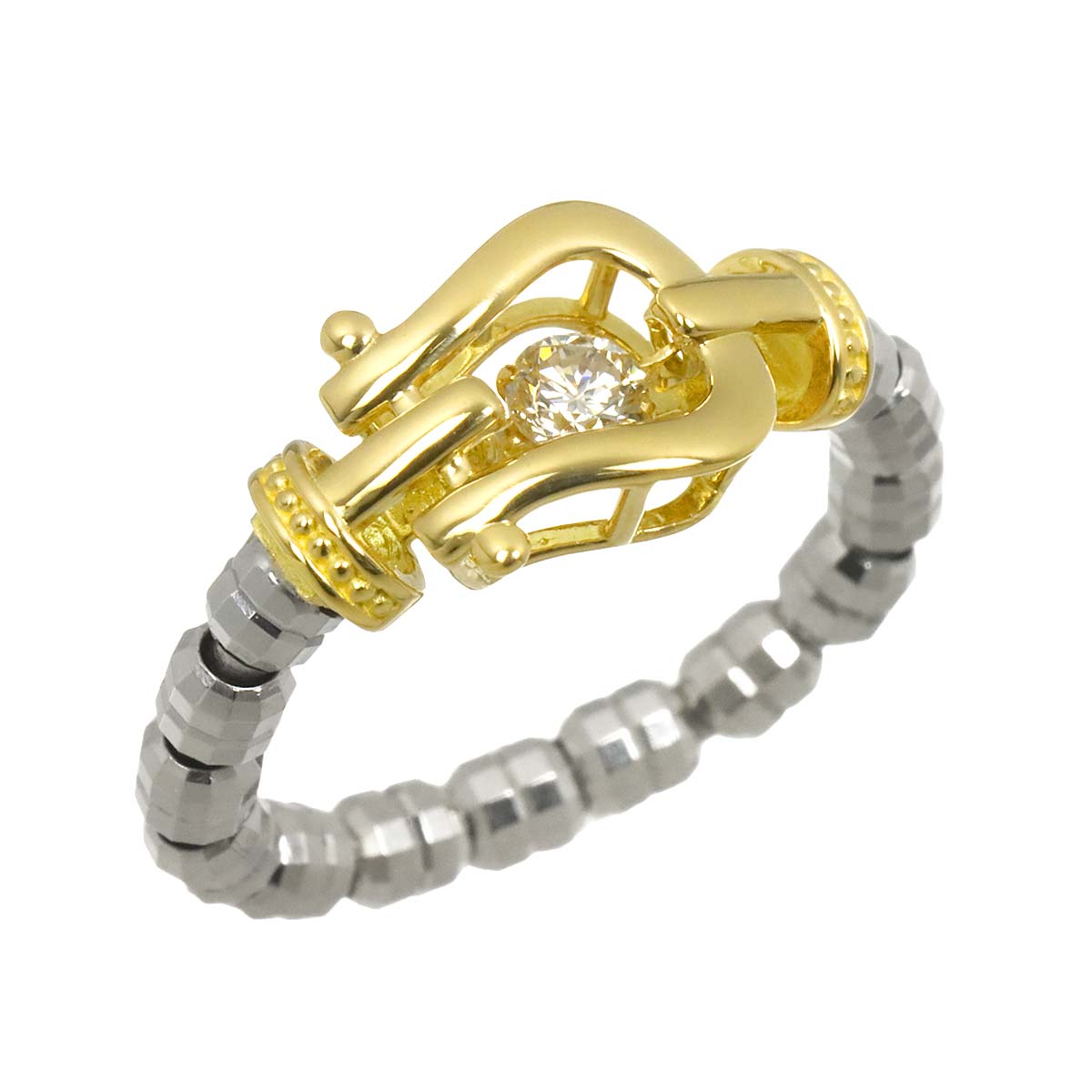 Diamond 0.10ct Ring 18K K18 YG Pt Free size