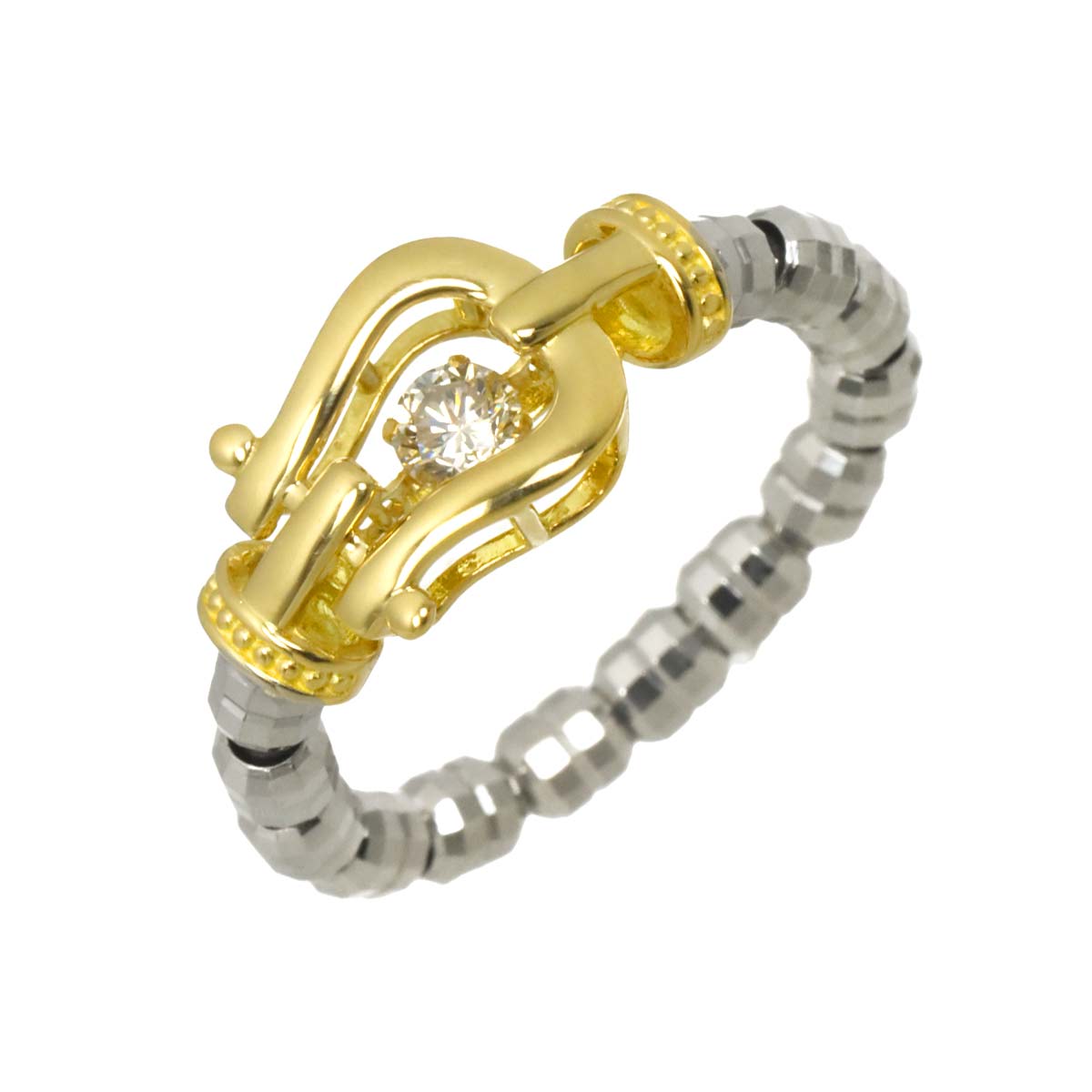 Diamond 0.10ct Ring 18K K18 YG Pt Free size