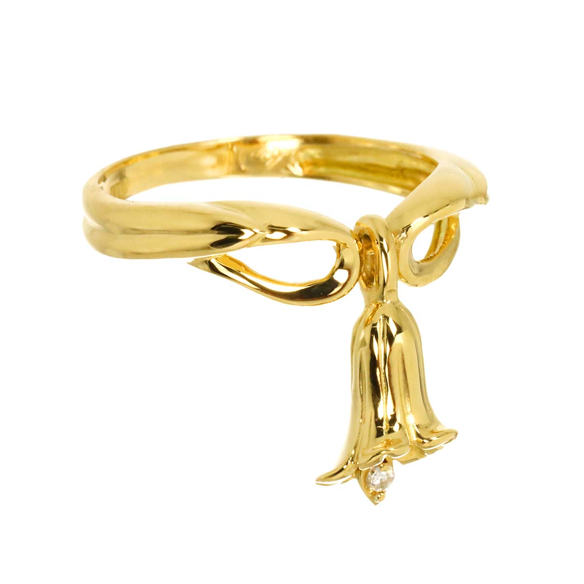 Diamond Ring 18K YG Yellow Gold 750 size5.75-6(US)