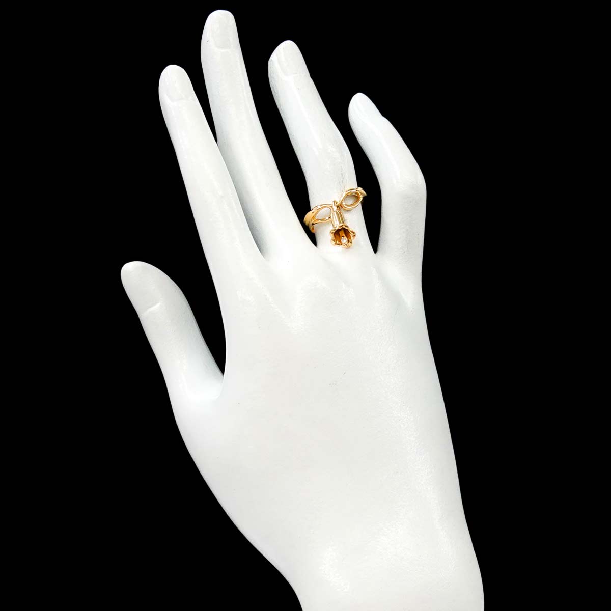Diamond Ring 18K YG Yellow Gold 750 size5.75-6(US)
