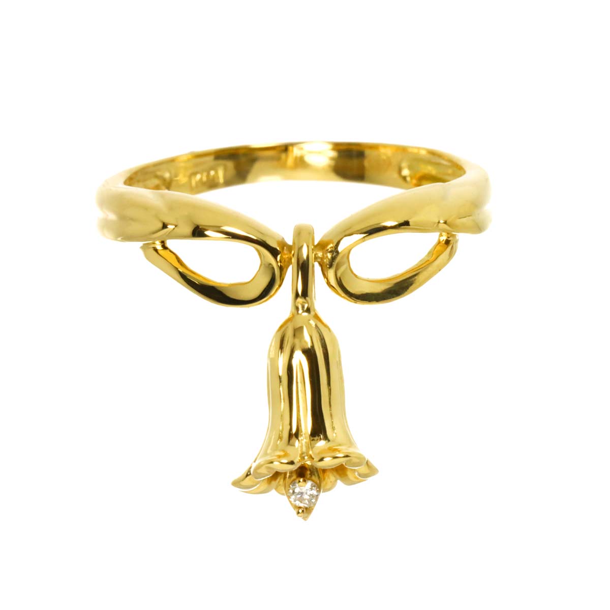 Diamond Ring 18K YG Yellow Gold 750 size5.75-6(US)