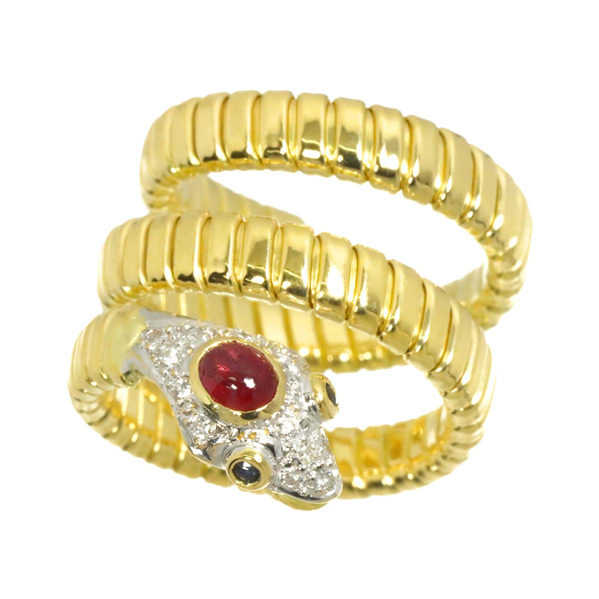 Ruby 0.27ct Sapphire 0.04ct Diamond Ring 18K YG WG size5.25(US)