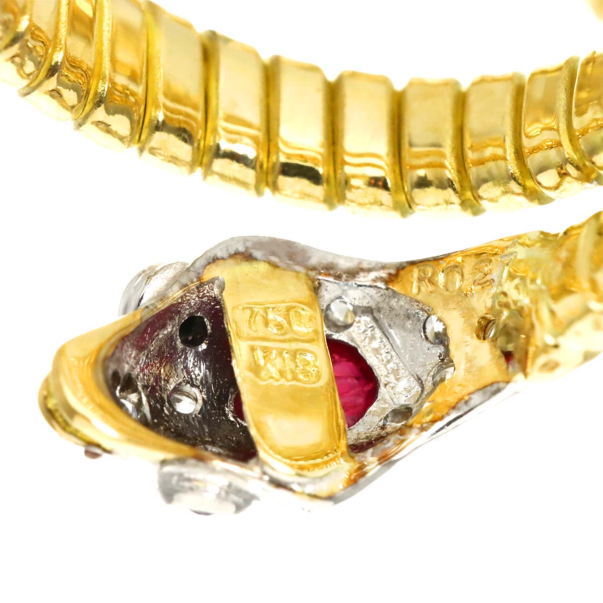 Ruby 0.27ct Sapphire 0.04ct Diamond Ring 18K YG WG size5.25(US)