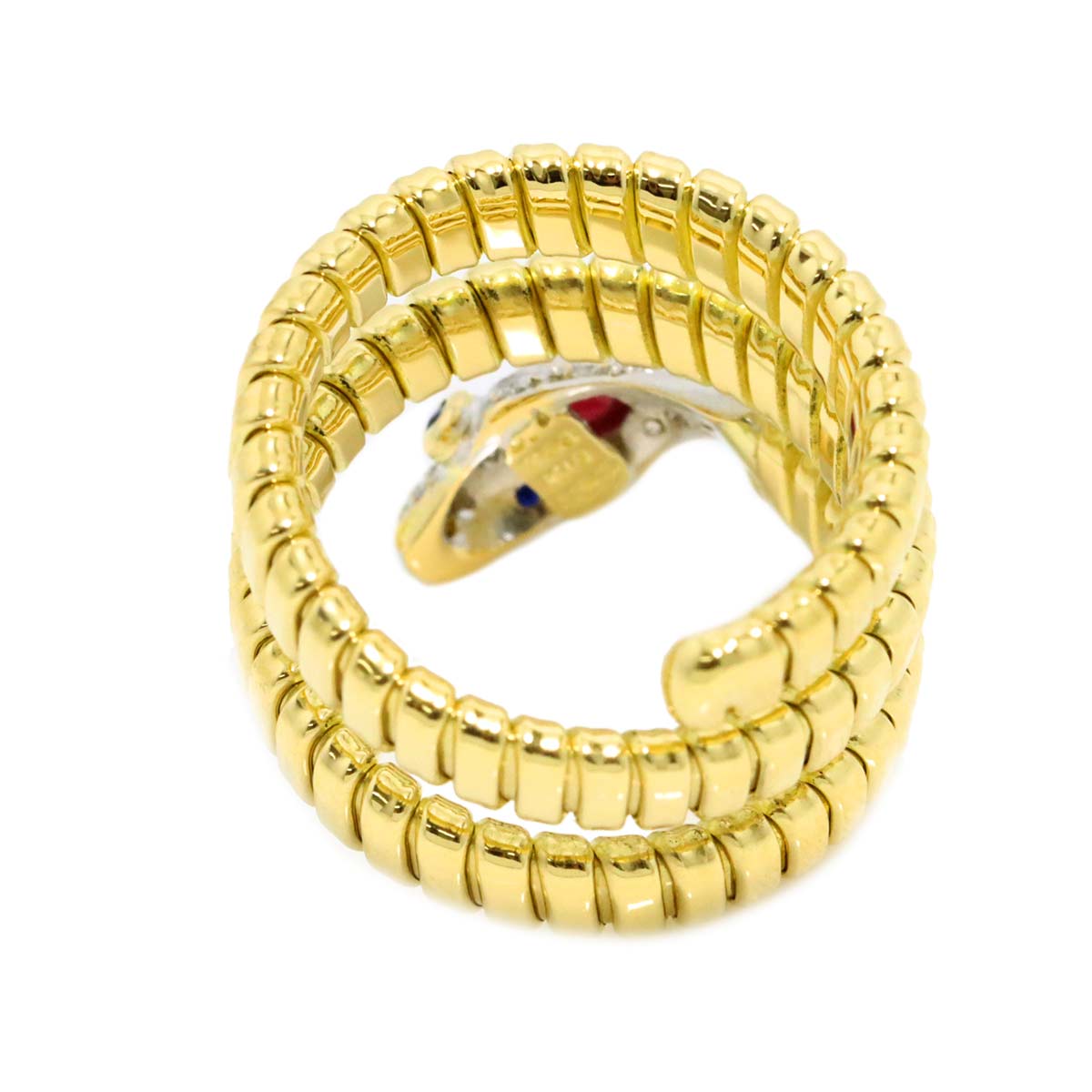 Ruby 0.27ct Sapphire 0.04ct Diamond Ring 18K YG WG size5.25(US)