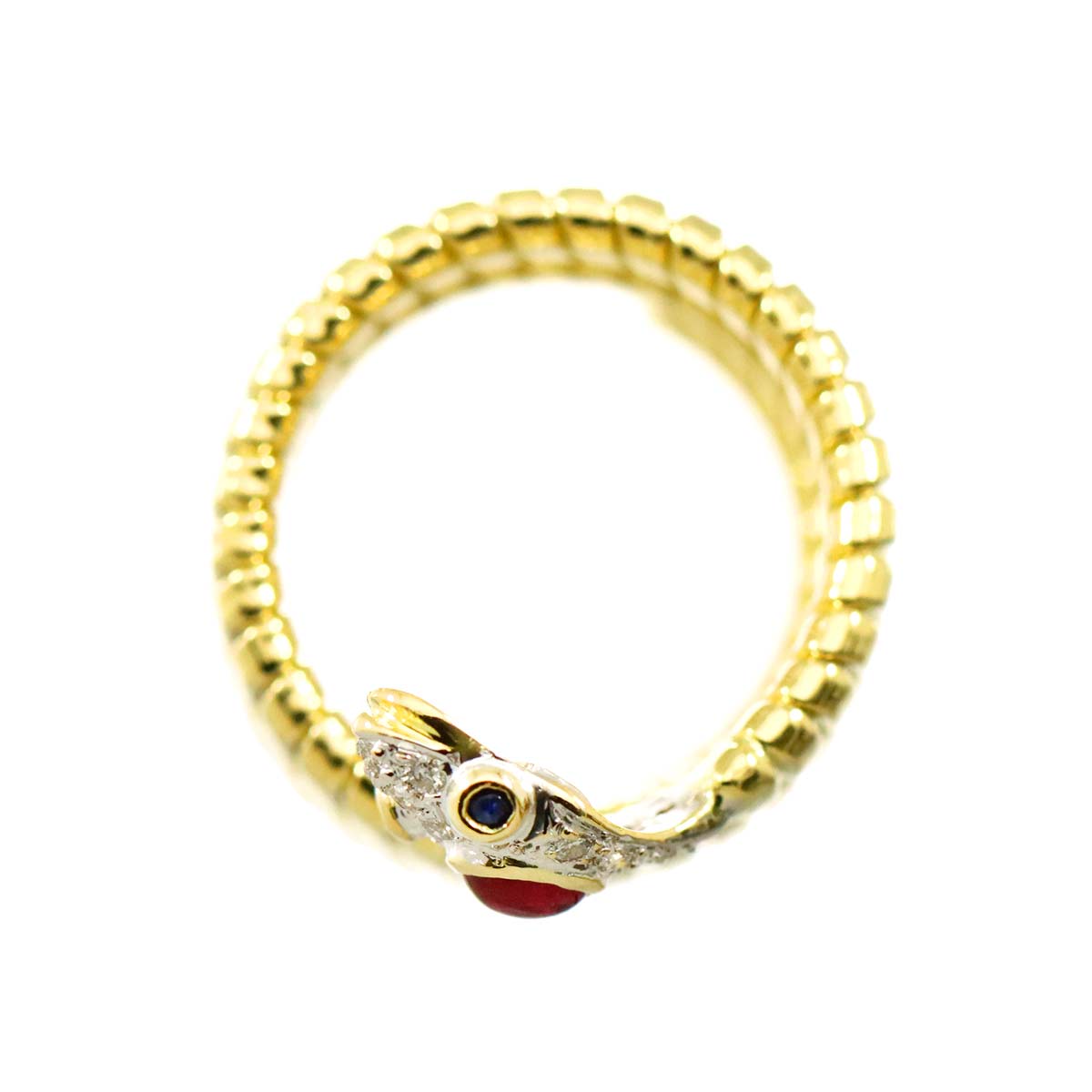 Ruby 0.27ct Sapphire 0.04ct Diamond Ring 18K YG WG size5.25(US)