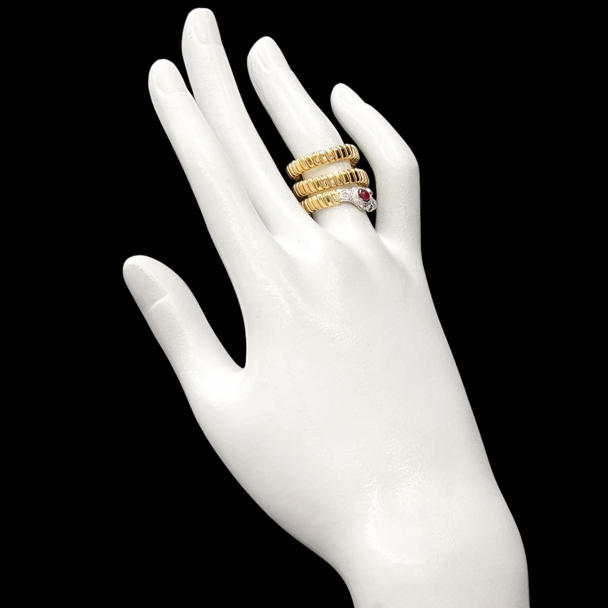 Ruby 0.27ct Sapphire 0.04ct Diamond Ring 18K YG WG size5.25(US)