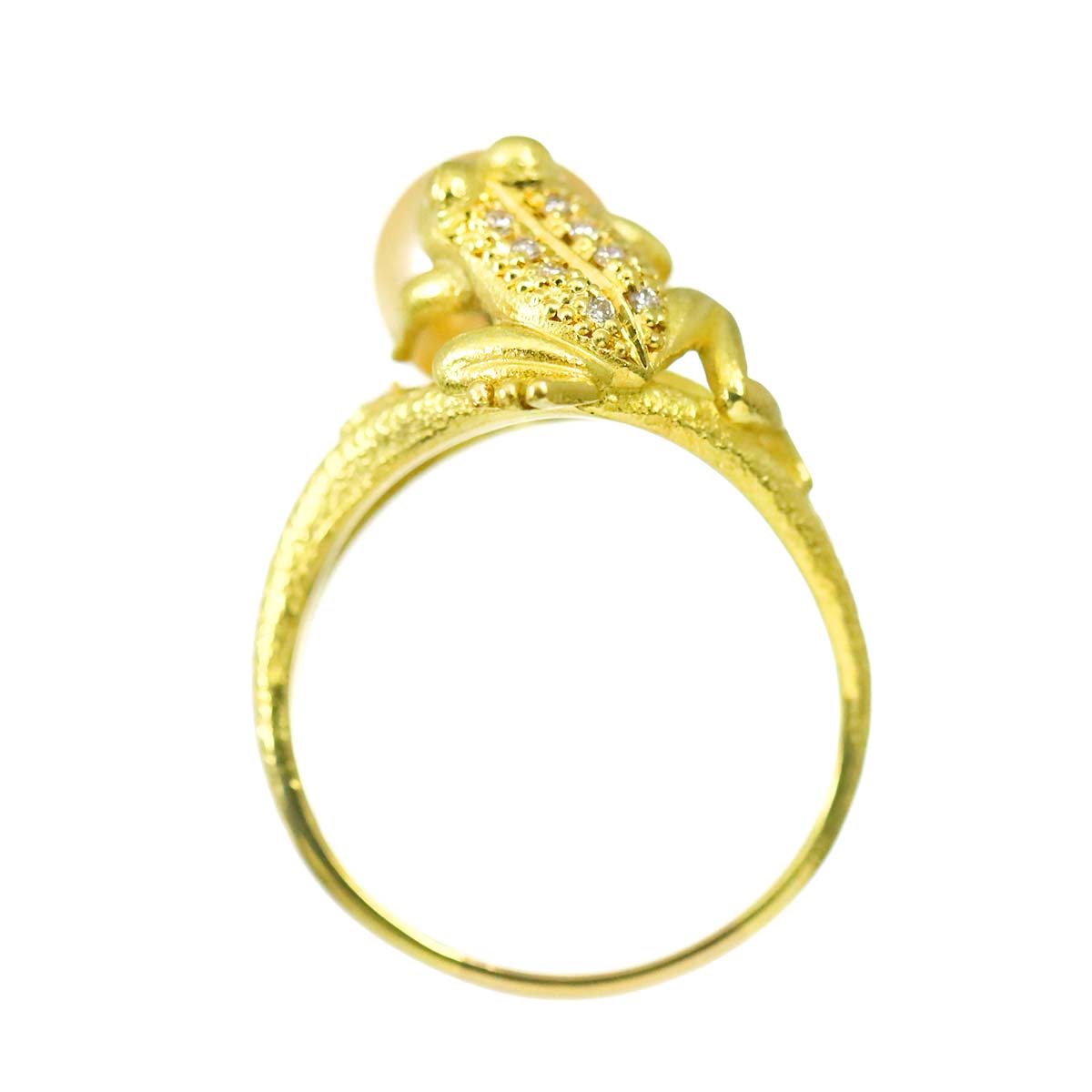 South Sea pearl 9.8mm Diamond 0.10ct Ring 18K K18 YG 750 9.75-10(US)