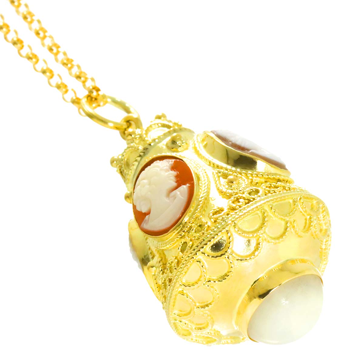 Shell Cameo Necklace 18K K18 YG 750
