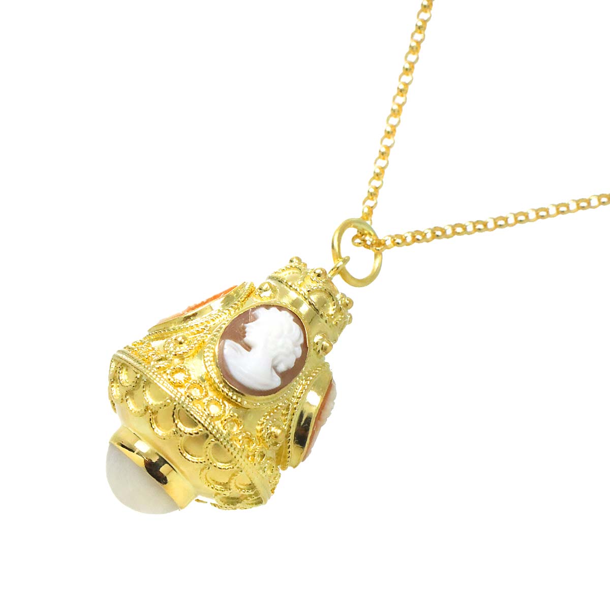 Shell Cameo Necklace 18K K18 YG 750