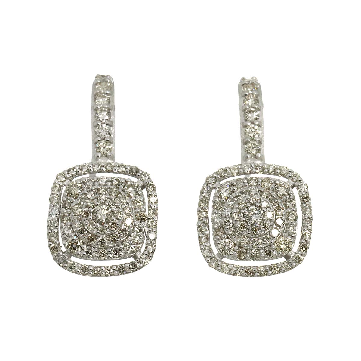Diamond 0.40ct/0.40ct Earrings Pierced 18K K18 WG 750